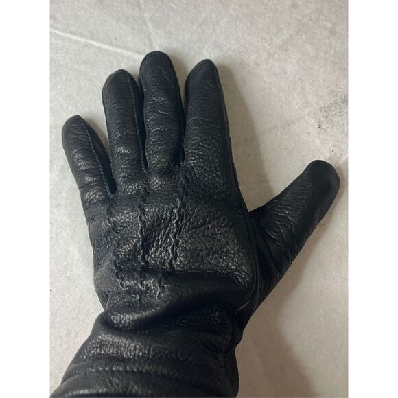 Genuine Leather Gloves 100% Cashmere Lined Black Winter Luxury Size M - Picture 5 of 6